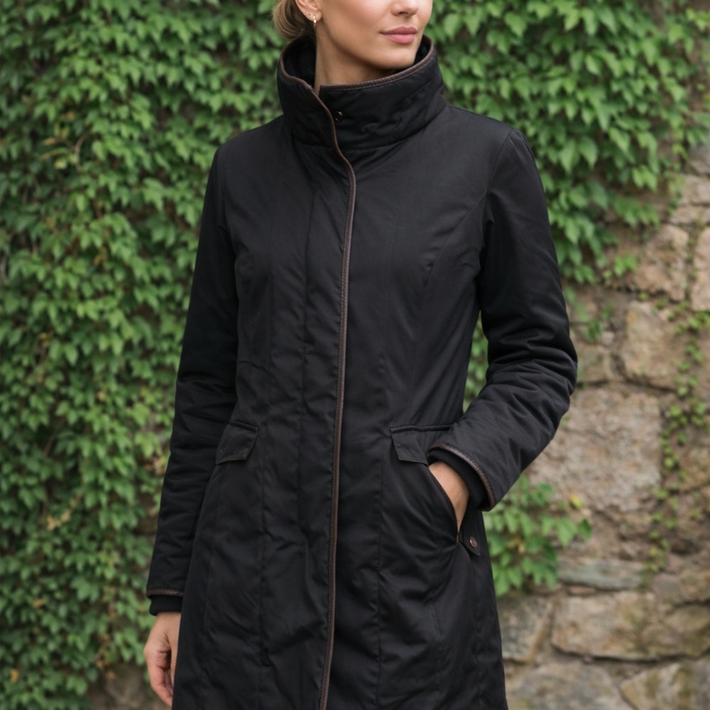 AUTHIER Italian Luxury Black Down Fill Zip-Front Ski Coat, M